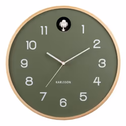 Karlsson Natural Cuckoo, Mur, Horloge analogique, Rond, Vert, Laine, Batterie