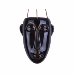 Pot de plantes suspendu - PRESENT TIME - Masque Long - Porcelaine et cuir - Marron - 22 cm