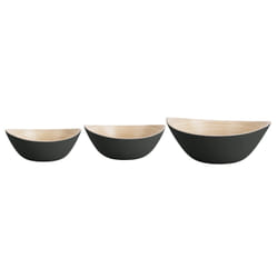 present time PT4138BK Plat de service Bambou Noir Ovale Bol de service