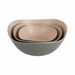 present time PT4139GR Plat de service Bambou Vert Ovale Bol de service