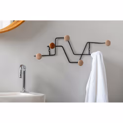present time PT3977BK porte-manteaux Mural 6 crochet(s) Noir