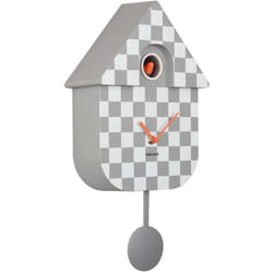 Karlsson - Horloge murale moderne Cuckoo Checker Gris et blanc
