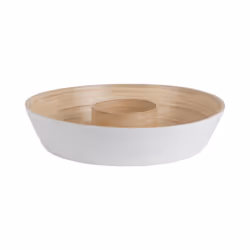 present time PT4191WH, Bol de service, Bambou, Blanc, Rond, 30 cm, 65 mm