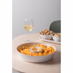 present time PT4191WH Plat de service Bambou Blanc Rond Bol de service