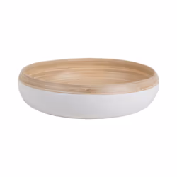 present time PT4192WH, Bol de service, Bambou, Blanc, Rond, 30 cm, 80 mm