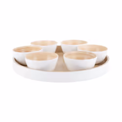 present time PT4193WH, Assiette de service, Bambou, Blanc, Rond, 32 cm, 60 mm