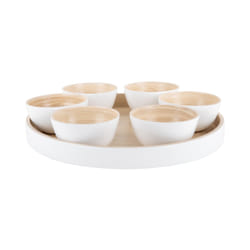 present time PT4193WH Plat de service Bambou Blanc Rond Assiette de service