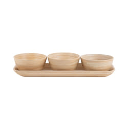 present time PT4194NT Plat de service Bambou Naturel Rectangulaire Bol de service
