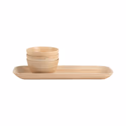 present time PT4194NT Plat de service Bambou Naturel Rectangulaire Bol de service