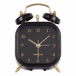 Karlsson KA5921BK, Table, Horloge analogique, Carré, Noir, Métallique, Batterie, AA