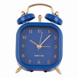 Karlsson KA5921DB, Table, Horloge analogique, Carré, Bleu foncé, Métallique, Batterie, AA