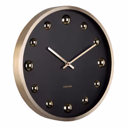 Karlsson Shiny Dots, Mur, Horloge à quartz, Rond, Noir, Aluminium, Aluminium