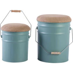 LEITMOTIV Ensemble de 2 tabourets Buckets - Vert Jade