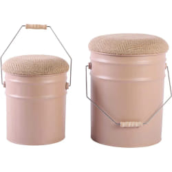 LEITMOTIV Ensemble de 2 tabourets Buckets - Marron
