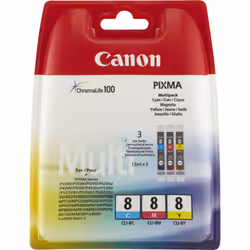 Canon Multipack de cartouches d'encre couleur CLI-8 C/M/Y, Encre à pigments, 3 pièce(s)