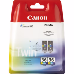 Canon Pack de 2 cartouches d'encre couleur CLI-36 C/M/Y, Encre à colorant, Encre à colorant, 249 pages, 2 pièce(s), Multi pac ...