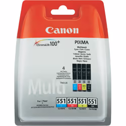 Canon CLI-551 C/M/Y/BK w/sec, Rendement standard, 4 pièce(s), Multi pack