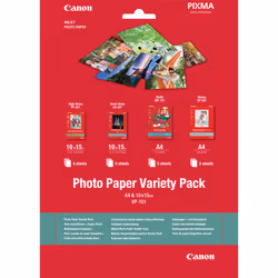 Canon Pack variété de papier photo 4 × 6" (10 × 15 cm) et A4 VP-101 de , 20 feuilles