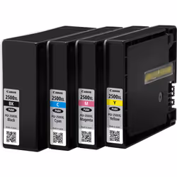 Canon Multipack de cartouches d'encre noire/cyan/magenta/jaune haut rendement PGI-2500XL, Encre à pigments, Encre à pigments, ...