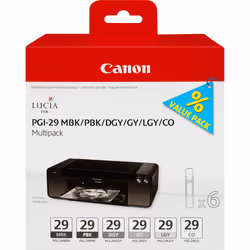 Canon Multipack de 6 cartouches d'encre PGI-29 MBK/PBK/DGY/GY/LGY/CO, 36 ml, Multi pack