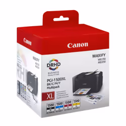 Canon PGI-1500XL BK/C/M/Y, Rendement élevé (XL), Encre à pigments, Encre à pigments, 34,7 ml, 1200 pages, Multi pack
