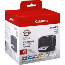 Canon PGI-2500XL BK/C/M/Y, Rendement élevé (XL), Encre à pigments, Encre à pigments, 70,9 ml, 2500 pages, Multi pack