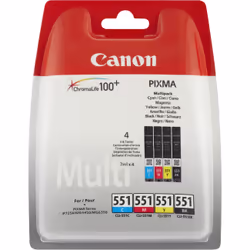 Canon CLI-551 C/M/Y/BK, Rendement standard, Encre à pigments, Encre à pigments, 4 pièce(s), Multi pack