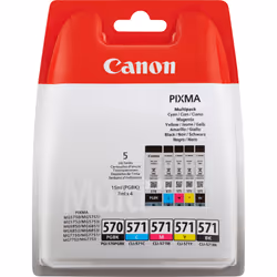 Canon Multipack de cartouches d'encre PGI-570BK / CLI-571 BK/C/M/Y, Rendement standard, Encre à pigments, Encre à colorant, 1 ...