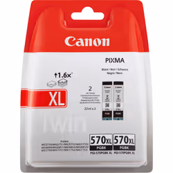 Canon Cartouche d'encre noire à haut rendement PGI-570BK XL (double pack), Rendement élevé (XL), Encre à pigments, 22 ml, 500 ...