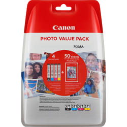 Canon Cartouche d'encre CLI-571 BK/C/M/Y + Pack économique de papiers photo