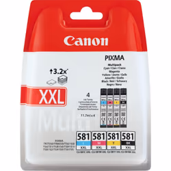 Canon Multipack de cartouches d'encre à haut rendement CLI-581XXL BK/C/M/Y, 11,7 ml, 11,7 ml, Multi pack