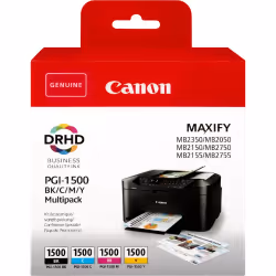 Canon Multipack de cartouches d'encre PGI-1500 BK/C/M/Y, Encre à pigments, Encre à pigments, 12,4 ml, Multi pack
