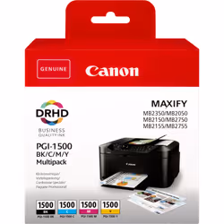 Canon Multipack de cartouches d'encre PGI-1500 BK/C/M/Y, Encre à pigments, Encre à pigments, 12,4 ml, Multi pack