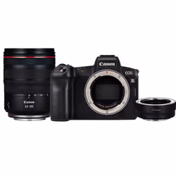 Canon EOS R + EF to RF adapter + RF 24-105mm f/4L IS USM, 30,3 MP, 6720 x 4480 pixels, CMOS, 4K Ultra HD, Écran tactile, Noir