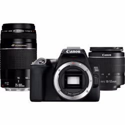 Canon EOS 250D + EF-S 18-55mm f/3.5-5.6 III + EF 75-300mm f/4-5.6 III, 24,1 MP, 6000 x 4000 pixels, CMOS, 4K Ultra HD, Écran ...