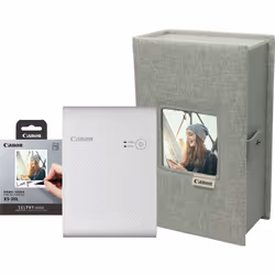 Canon SELPHY Kit haut de gamme imprimante photo couleur portable sans fil SQUARE QX10, blanc, Sublimation de teinte, 287 x 28 ...