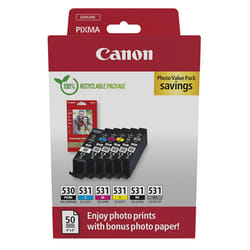 Canon PGI-530/CLI-531 PVP cartouche d'encre 6 pièce(s) Original Noir, Cyan, Gris, Magenta, Photo noire, Jaune
