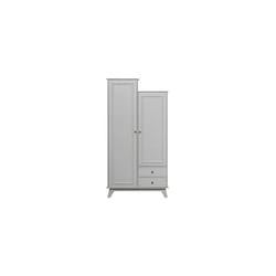 Armoire 2 portes 2 tiroirs 98x41x190 cm en pin massif gris