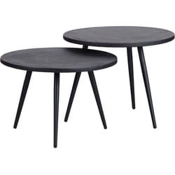 Whitelabel - Lot de 2 tables d'appoint de jardin 53 cm en métal noir