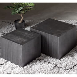 Whitelabel - Lot de 2 tables basses 50 à 40 cm en bois noir