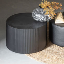 Whitelabel - Table basse ronde 60x40 cm en bois noir mat