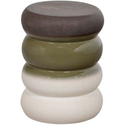 Whitelabel - Table d'appoint design 34x34x44 cm en céramique vert, gris et blanc