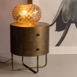 Faites votre choix pour ce chevet rond 2 tiroirs en métal laiton antique qui donnera du caractère à votre décoration intérieu ...