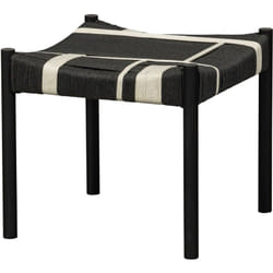 Tabouret 47x40x44 cm avec assise en corde tréssée noir et blanc