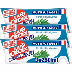 LACROIX Eau de Javel Plus Désinfectant Forêt dEucalyptus Eco Recharges - 3 x 250 ml