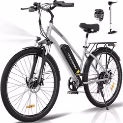 COLORWAY Vélo Électrique 28 VAE - E-BIKE VTT Batterie amovible 36V 15Ah - Moteur 250W - Shimano 7 Vitesses - Argent