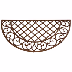 Esschert Design Paillasson en fonte demi-lune carreau, Paillasson décoratif, Extérieure, Demi-rond, Marron, Monochromatique,  ...