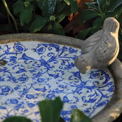 Esschert Design AC10 baignoire pour oiseaux Bleu, Blanc