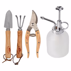 Esschert Design 8714982036385, 4 pièce(s), Argent, Bois, Acier inoxydable, Bois, Boîte