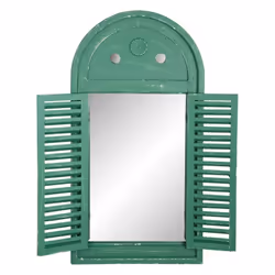 Créez un espace visuel dans le jardin avec ce miroir patiné muni de volets à lamelles, particulièrement adapté à une utilisat ...